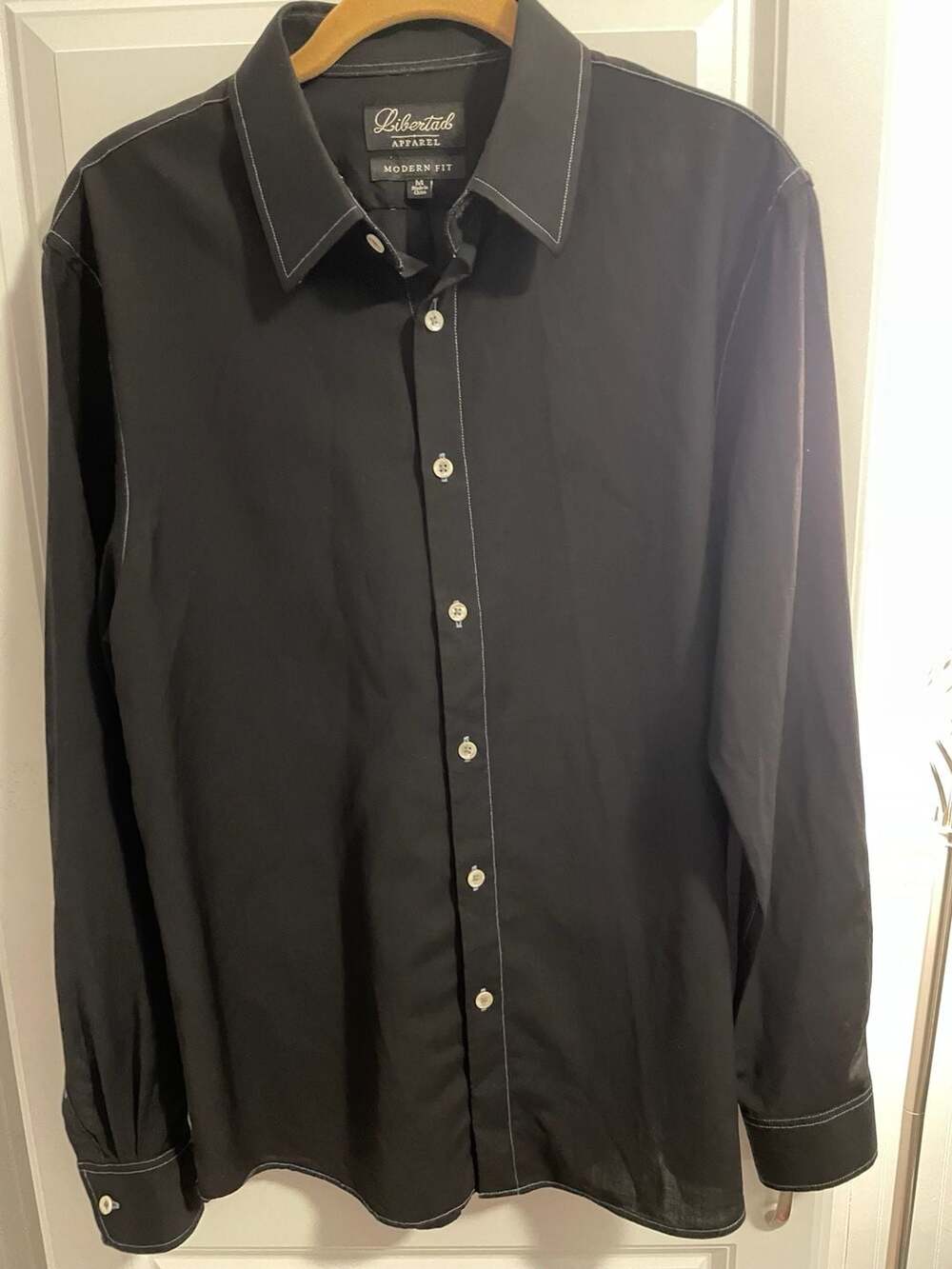 Libertad Apparel Modern Fit 100% Wool Travel Shirt Black Size M